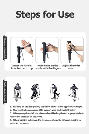 Bâton de trekking télescopique pliable & ultralight en fibre de carbone avec technologie 3K carbon fiber 189g l'unité "Naturehike - UL/PRO Carbon series" - Planète Rando