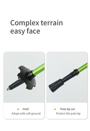 Bâtons de trail / randonnée pliables à verrouillage rapide "Map Brother - M3031" - Planète Rando