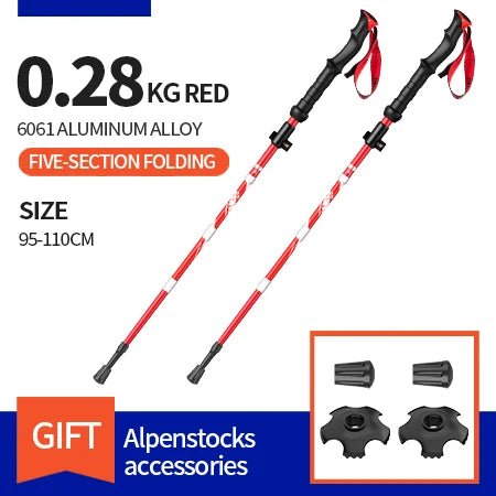 Bâtons de trekking / randonnée pliants en fibre de carbone, bâtons télescopiques pliables 280g / l'unité "BSWOLF Bisinna - DL014 / DL015" - Planète Rando