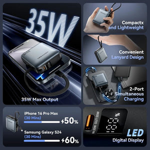 Batterie externe / powerbank 10 000 mAh à charge rapide PD35 W "Vention - Dash series" - Planète Rando