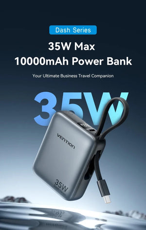 Batterie externe / powerbank 10 000 mAh à charge rapide PD35 W "Vention - Dash series" - Planète Rando
