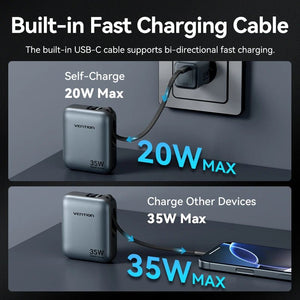 Batterie externe / powerbank 10 000 mAh à charge rapide PD35 W "Vention - Dash series" - Planète Rando