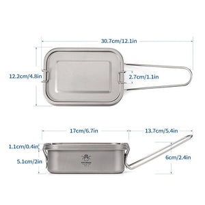 Boîte à Bento / popote de camping en titane rectangulaire de 800ml "HWZBBEN - Ti88/Ti89" - Planète Rando