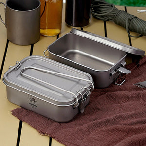 Boîte à Bento / popote de camping en titane rectangulaire de 800ml "HWZBBEN - Ti88/Ti89" - Planète Rando