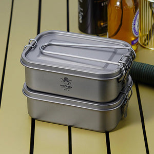 Boîte à Bento / popote de camping en titane rectangulaire de 800ml "HWZBBEN - Ti88/Ti89" - Planète Rando