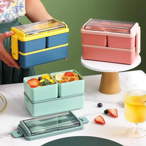 Boîte à déjeuner / boîte à Bento portable avec fourchette et cuillère "Wonderful Life - Lunch Box FF - 10" - Planète Rando