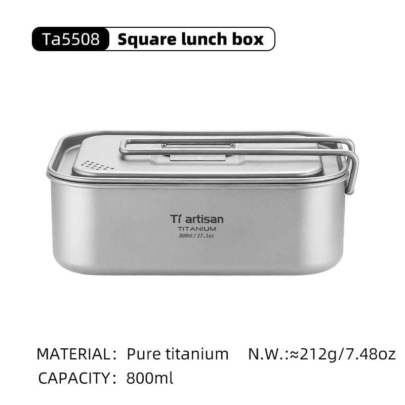 Boîte à repas / lunch en titane, résistante et légère 800ML / 1200ML à partir de 175g "Tiartisan - Ta5508" - Planète Rando