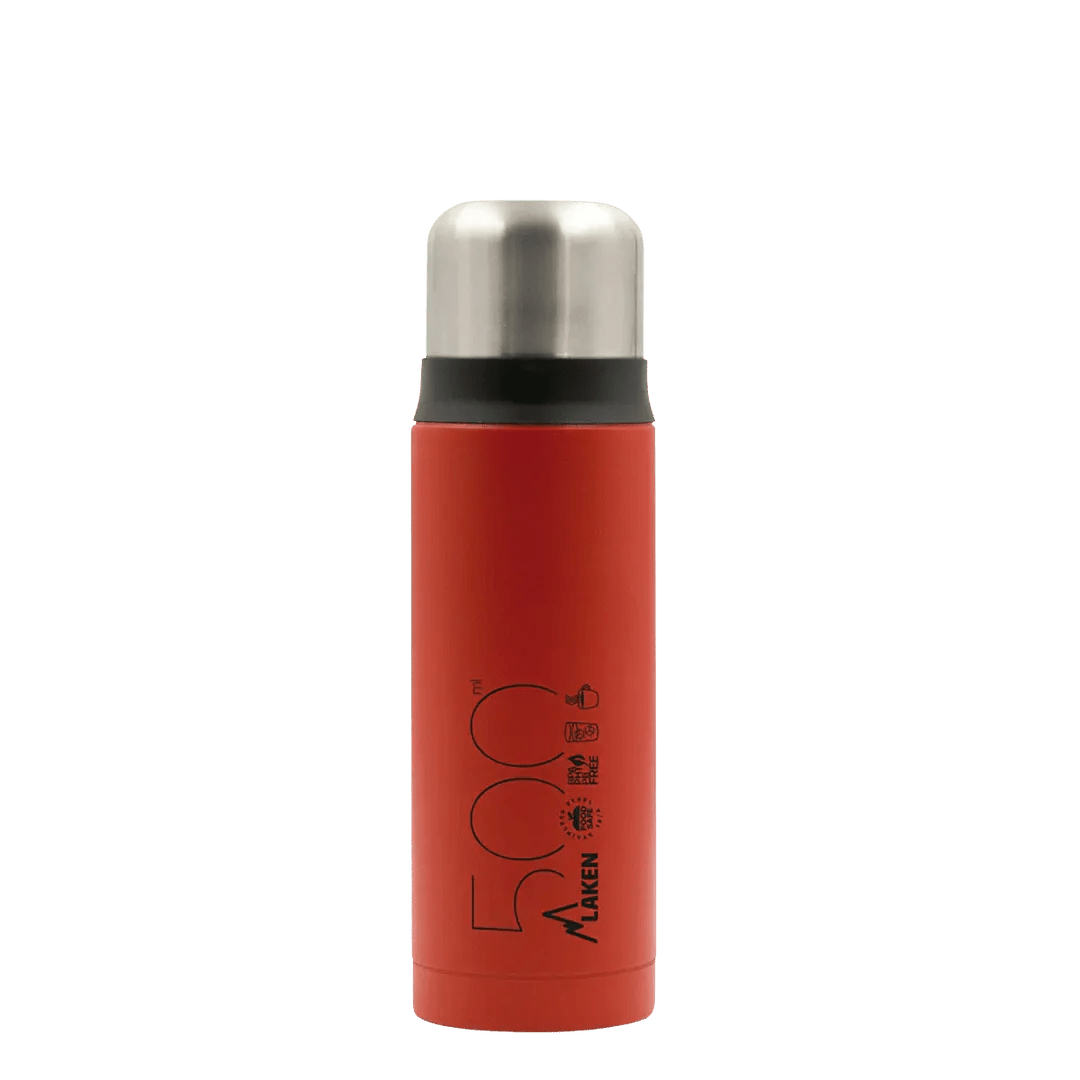 Bouteille isotherme en acier inoxydable à double paroi avec tasse "Laken - Thermos cup 18" - Planète Rando