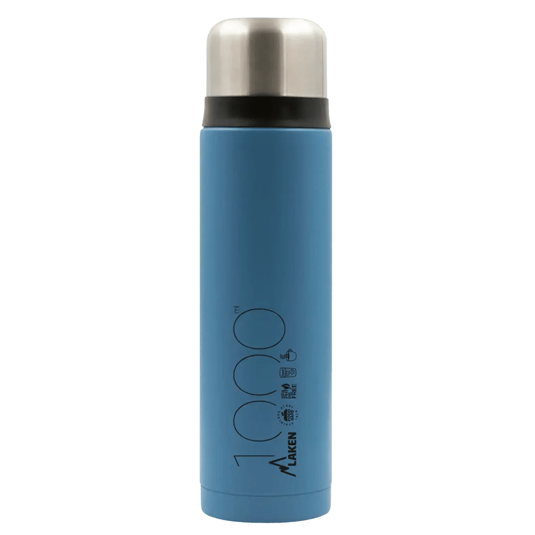 Bouteille isotherme en acier inoxydable à double paroi avec tasse "Laken - Thermos cup 18" - Planète Rando