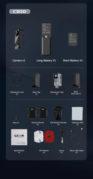 Caméra d'action de poche, batterie longue durée, stabilisation gyroscopique 6 axes, Wi - Fi 5G 4K/30FPS "SJCAM - C300" - Planète Rando
