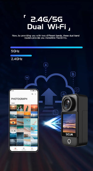 Caméra d'action de poche, batterie longue durée, stabilisation gyroscopique 6 axes, Wi - Fi 5G 4K/30FPS "SJCAM - C300" - Planète Rando