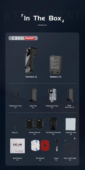 Caméra d'action de poche, batterie longue durée, stabilisation gyroscopique 6 axes, Wi - Fi 5G 4K/30FPS "SJCAM - C300" - Planète Rando