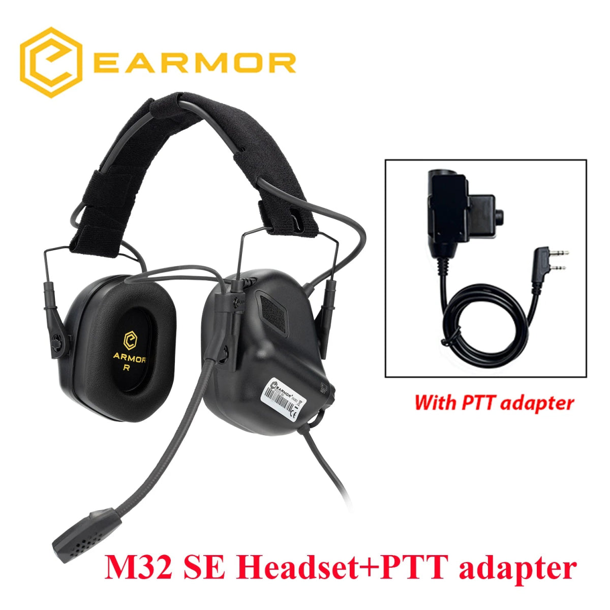 Casque anti - bruit tactique avec adaptateur pour rail ARC et adaptateur PTT Kenwood "EARMOR - M32 MOD4/SE' - Planète Rando