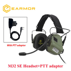 Casque anti - bruit tactique avec adaptateur pour rail ARC et adaptateur PTT Kenwood "EARMOR - M32 MOD4/SE' - Planète Rando
