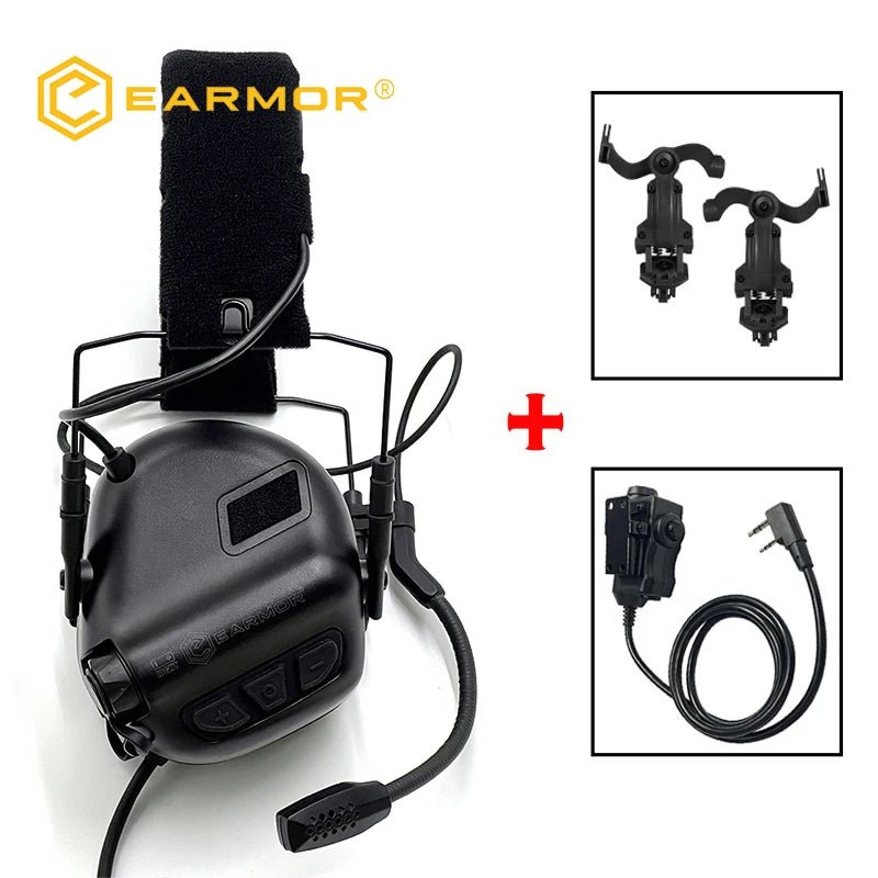 Casque anti - bruit tactique avec adaptateur pour rail ARC et adaptateur PTT Kenwood "EARMOR - M32 MOD4/SE' - Planète Rando