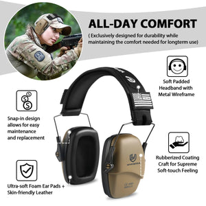 Casque anti - bruit tactique, protection auditive passive pour le tir avec réduction du bruit NRR 25 dB "YHKEMA - P10" - Planète Rando