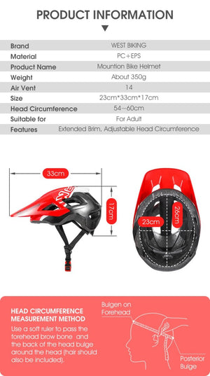 Casque de vélo, VTT, VTC, unisexe 56 - 60 CM "West Biking - XC sport" - Planète Rando
