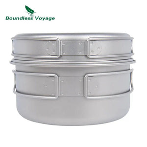Casseroles en titane / ustensiles de cuisine pour le bivouac et le camping 1500ml / 1700ml "Boundless Voyage - Ti2042C / Ti2110C" - Planète Rando