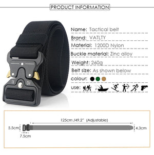 Ceinture tactique en nylon 1200D avec boucle à dégagement rapide 125cm "Vatlty - VT44" - Planète Rando