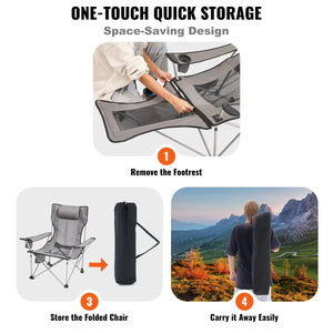 Chaise de camping inclinable & pliante portable robuste pour l'extérieur "VEVOR - Reclinning chair " - Planète Rando