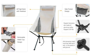 Chaise pliante portable en alliage d'aluminium pour le camping, la pêche et les loisirs "WESTTUNE - Confortable camping chair" - Planète Rando