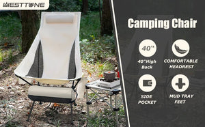 Chaise pliante portable en alliage d'aluminium pour le camping, la pêche et les loisirs "WESTTUNE - Confortable camping chair" - Planète Rando