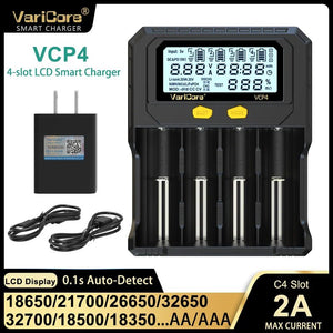 Chargeur intelligent avec écran LCD pour batteries Li - ion 3,7V / LiFePO4 3,2V / Ni - MH 1,2V "VariCore VCR4/P4" - Planète Rando
