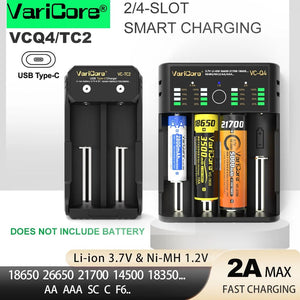 Chargeur intelligent portable pour batteries lithium 3,7V et 1,2 V Ni - MH Ni - Cd AA/AAA "VariCore VCQ4 TC2" - Planète Rando