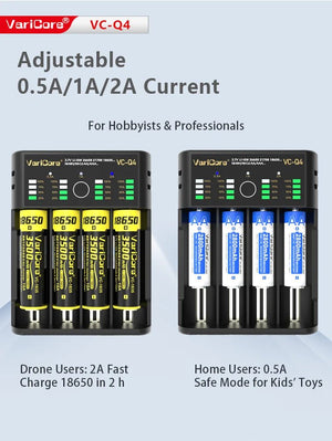 Chargeur intelligent portable pour batteries lithium 3,7V et 1,2 V Ni - MH Ni - Cd AA/AAA "VariCore VCQ4 TC2" - Planète Rando