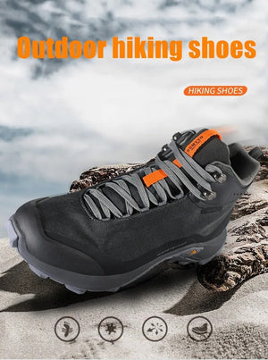 Humtto chaussures de randonnée mid-top pour homme "HT210500A" avec protection splash-proof, semelle robuste, fermeture à lacets et logo de la marque sur fond blanc.