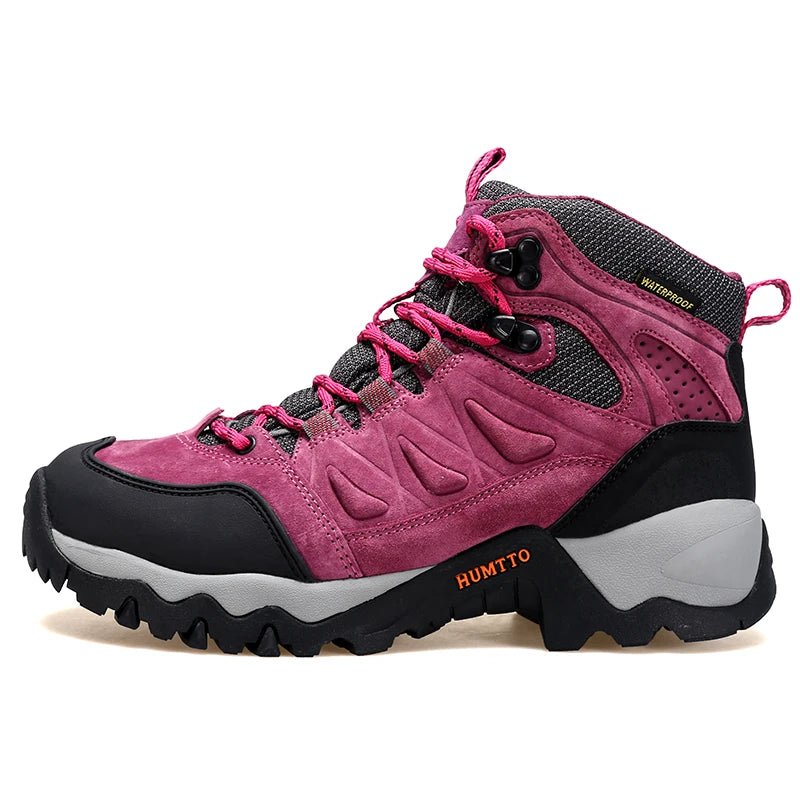 Les chaussures de randonnée mi-top pour femme "HUMTTO - HT-230270B" allient protection splash-proof, respirabilité et style rose/noir avec semelles robustes-parfaites pour vos aventures.