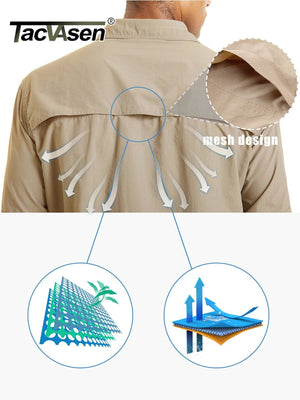 Chemise cargo en maille respirante avec poches zippées pour homme "TACVASEN - LSST085" - Planète Rando