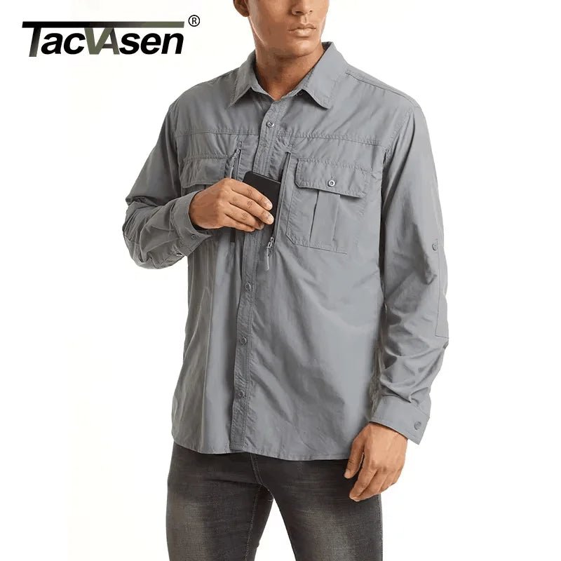 Chemise cargo en maille respirante avec poches zippées pour homme "TACVASEN - LSST085" - Planète Rando