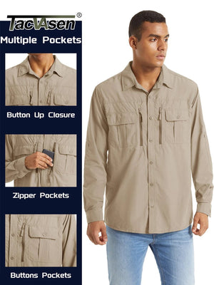 Chemise cargo en maille respirante avec poches zippées pour homme "TACVASEN - LSST085" - Planète Rando