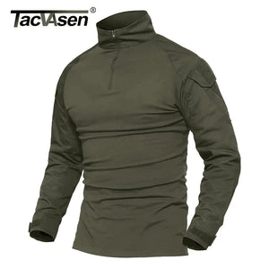 Chemise de combat / T-shirt tactique à manches longues,fermeture éclair 1/4 en coton et polyester "TACVASEN - TS001" - Planète Rando
