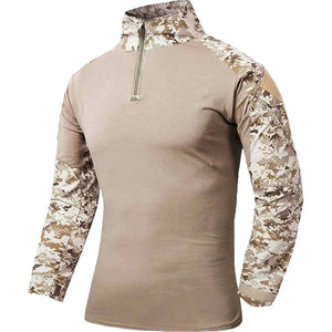 Chemise de combat / T-shirt tactique à manches longues,fermeture éclair 1/4 en coton et polyester "TACVASEN - TS001" - Planète Rando