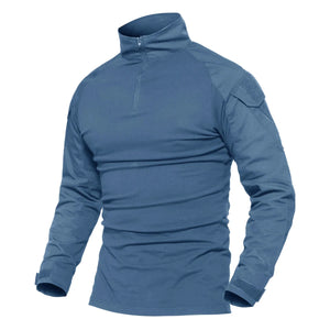 Chemise de combat / T-shirt tactique à manches longues,fermeture éclair 1/4 en coton et polyester "TACVASEN - TS001" - Planète Rando