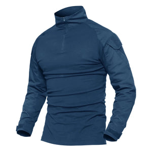 Chemise de combat / T-shirt tactique à manches longues,fermeture éclair 1/4 en coton et polyester "TACVASEN - TS001" - Planète Rando