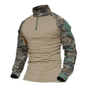 Chemise de combat / T-shirt tactique à manches longues,fermeture éclair 1/4 en coton et polyester "TACVASEN - TS001" - Planète Rando