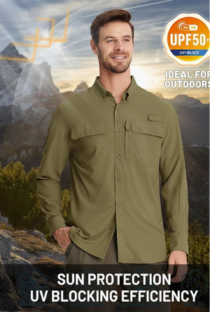 Chemises de randonnée à manches longues et protection solaire UPF 50+ pour homme "TACVASEN - ST144" - Planète Rando