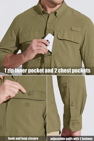 Chemises de randonnée à manches longues et protection solaire UPF 50+ pour homme "TACVASEN - ST144" - Planète Rando