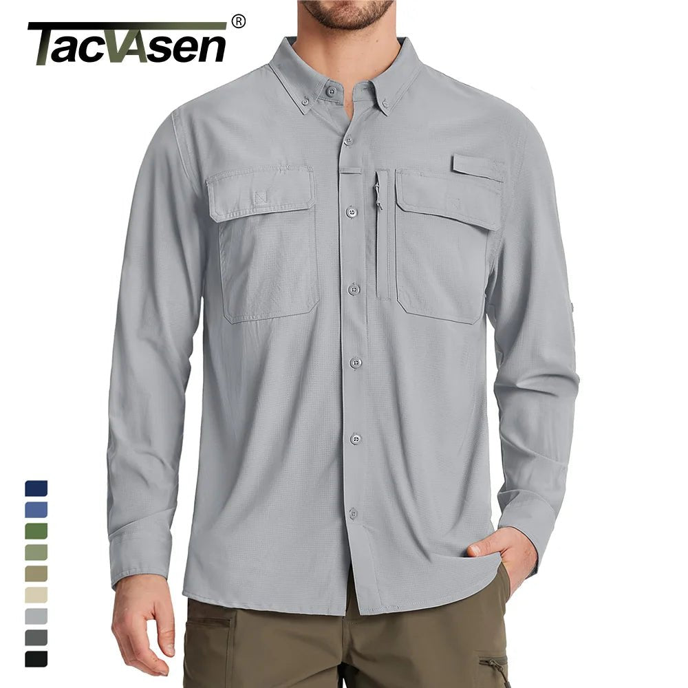 Chemises de randonnée à manches longues et protection solaire UPF 50+ pour homme "TACVASEN - ST144" - Planète Rando
