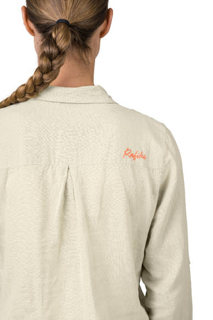 Chemiste de randonnée estivale en coton et lin pour femme "Rafiki − SAUME" - Planète Rando