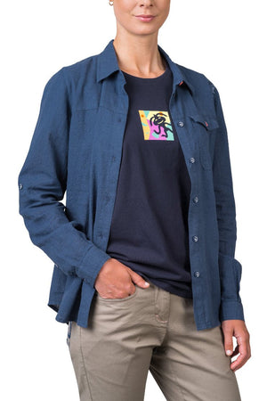 Chemiste de randonnée estivale en coton et lin pour femme "Rafiki − SAUME" - Planète Rando