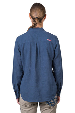 Chemiste de randonnée estivale en coton et lin pour femme "Rafiki − SAUME" - Planète Rando