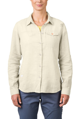 Chemiste de randonnée estivale en coton et lin pour femme "Rafiki − SAUME" - Planète Rando