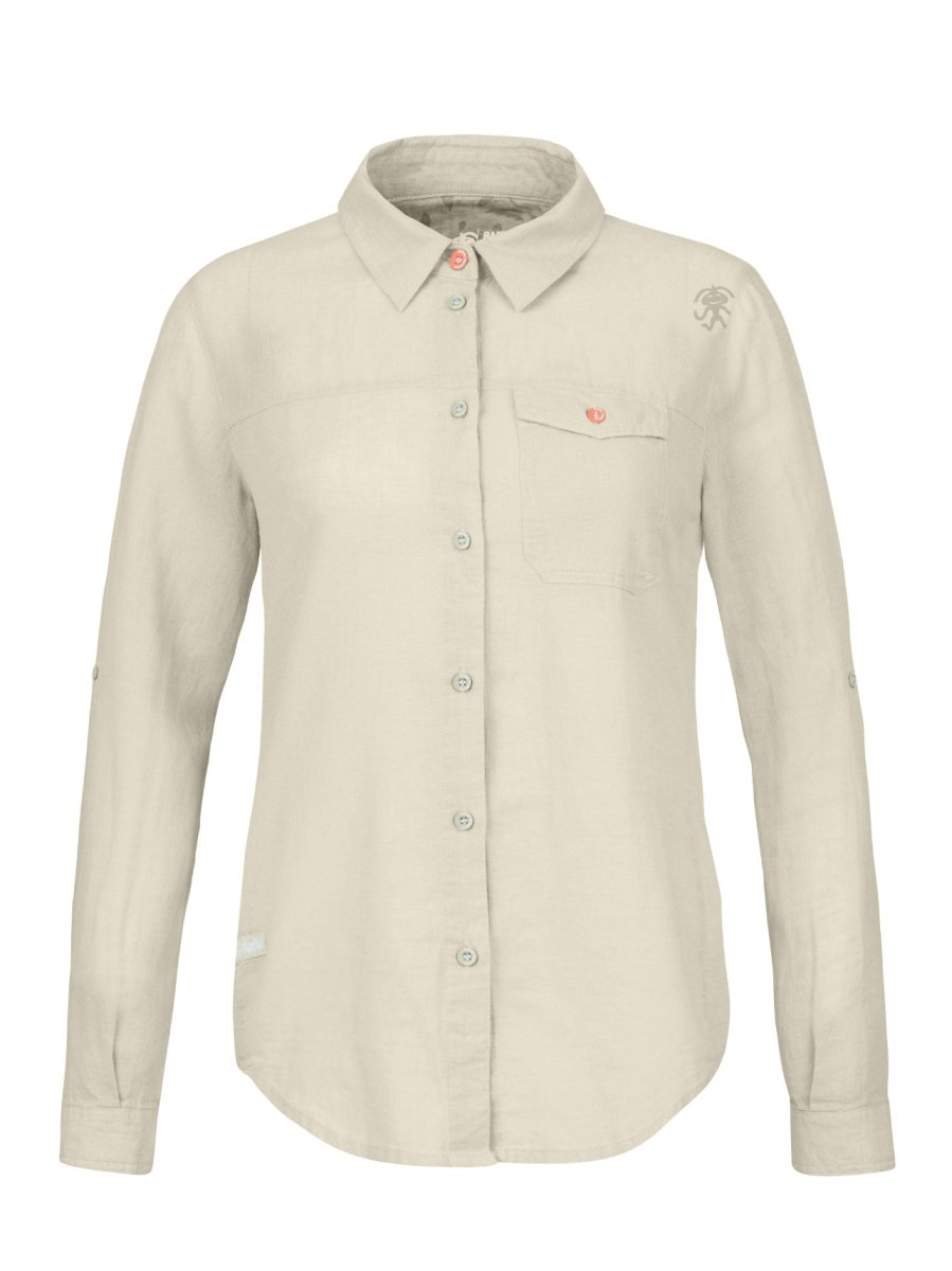 Chemiste de randonnée estivale en coton et lin pour femme "Rafiki − SAUME" - Planète Rando