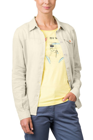 Chemiste de randonnée estivale en coton et lin pour femme "Rafiki − SAUME" - Planète Rando