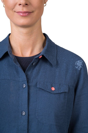 Chemiste de randonnée estivale en coton et lin pour femme "Rafiki − SAUME" - Planète Rando