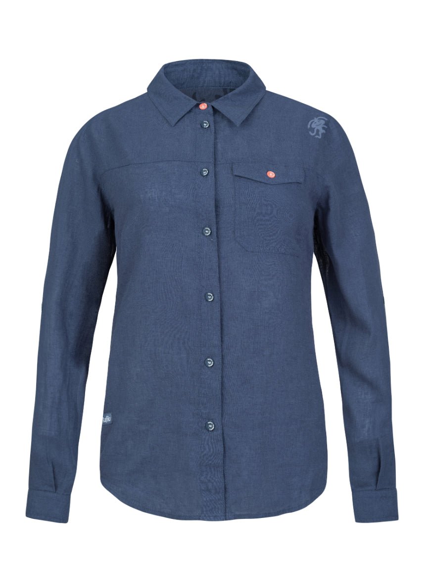 Chemiste de randonnée estivale en coton et lin pour femme "Rafiki − SAUME" - Planète Rando